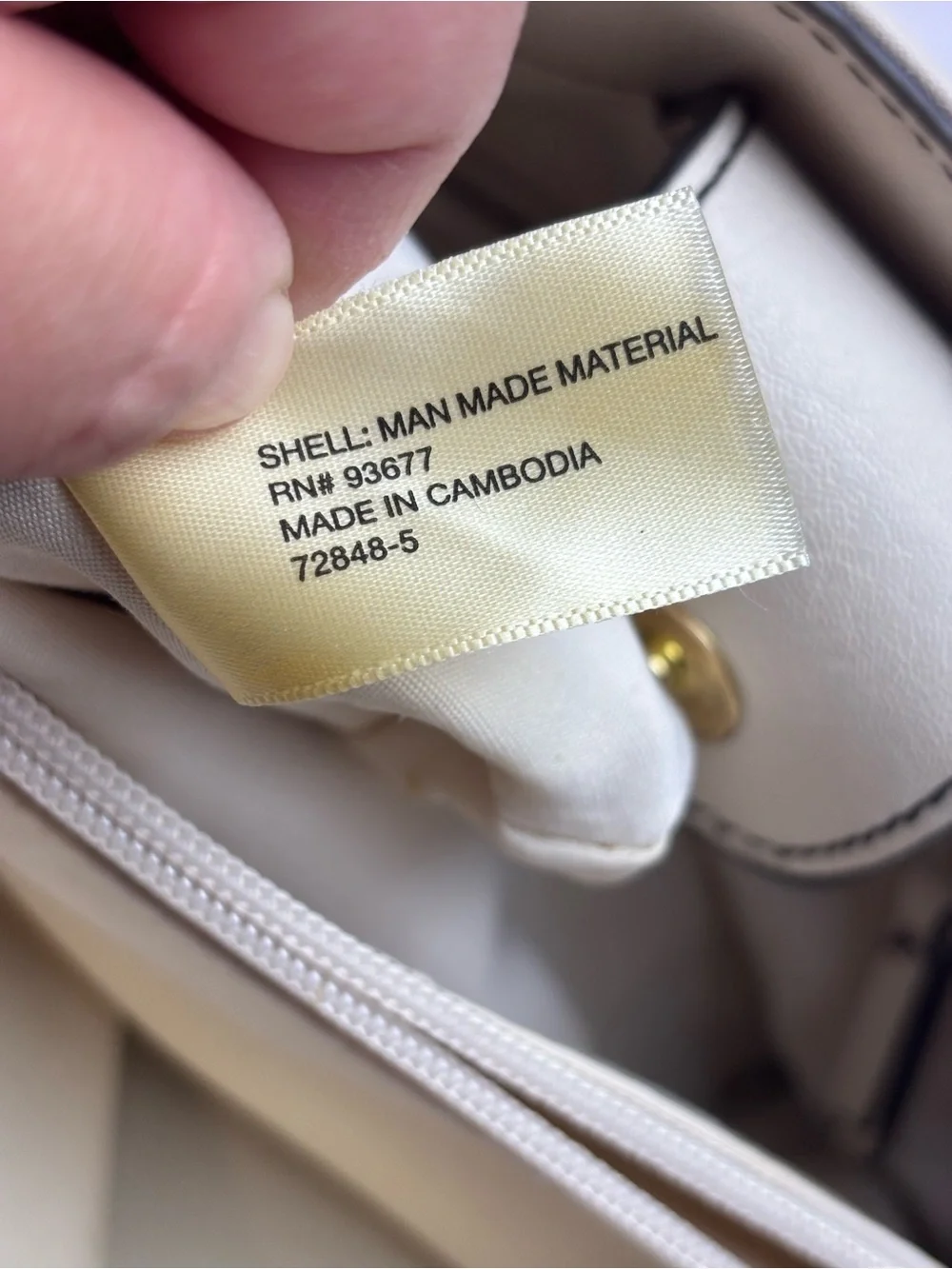 Liz Claiborne Cream Tote with Brown Center Stripe